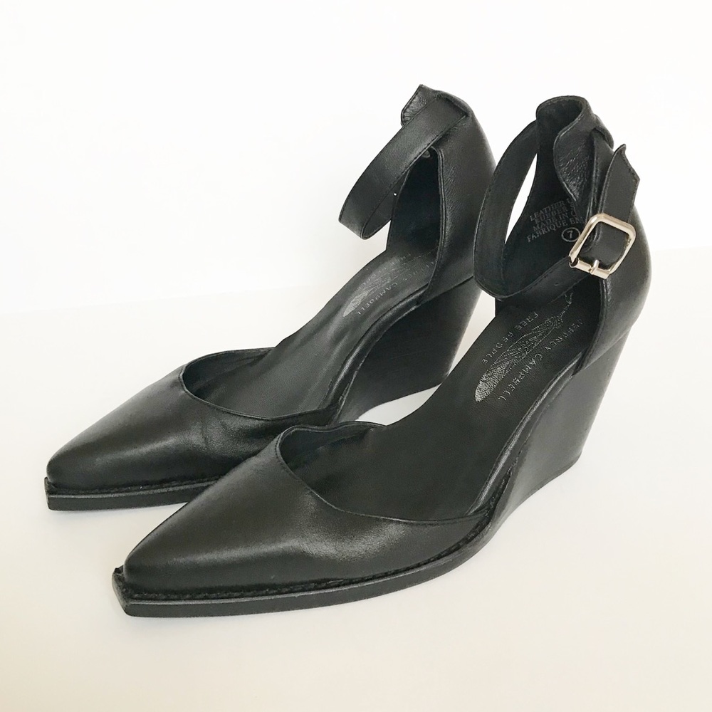 FREE PEOPLE JEFFERY CAMPBELL Black Leather Wedges